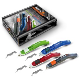 POPLOCK Multi-Purpose Box Cutter | Universal Cutting Tool Cutter, SK2 Stainless, Office Supplies, Cloth, Wallpaper, Carpet, Leather, Multipurpose Light Work Cutter (4, Four Colors)