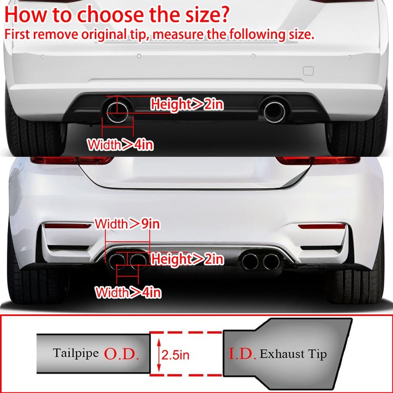Carbon Fiber Exhaust Tip 2.5 Inlet 3.5 Outlet Gloss Black