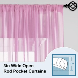 LOYOLADY Pink Sheer Curtains 72 inches Long 1 Panels Set Bedroom Sheer Curtains Sheer Curtain for Living Room 100" W x 72" L