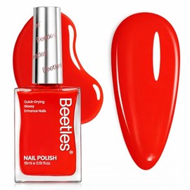 Beetles Esmalte de Uñas Rojo Escarlata 15ml Secado Rápido, Brillo Intenso de Larga Duración, Spring Summer Cherry Red Nail Polish para Fiesta Playa Vacaciones Halloween Manicure Mujer
