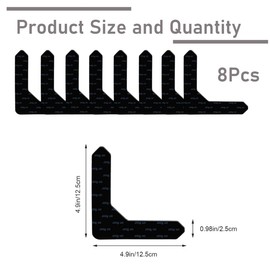 Alluring Non-Slip Mat for Carpet, Pack of 8, Washable and Reusable Carpet, Non-Slip Underlay, Double-Sided Carpet Non-Slip Underlay, Keeps Corners Flat, Right Angle Non-Slip Mat