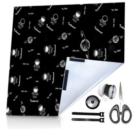 Window Blackout No Drilling Set, 420D Oxford Blackout Fabric with and Cable Ties, Scissors Measuring Tape, 3 m x 1.45 m, Black Room Pattern, Blackout Roller Blind, Window Sun Protection, Sun Protection Film