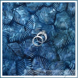 Kona Bay BonEful Fabric FQ Cotton Quilt Blue Gray PALM Tree Leaf Fossil BATIK Nature Fern