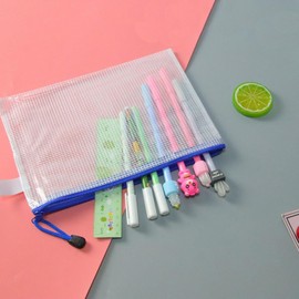 BQDDIEUR6 25PCS Zippered Mesh Document Bags, Plastic Envelope Document Bags, 5 Color A4 Size, School Office Supplies, Cosmetics Travel Storage, Company Letters