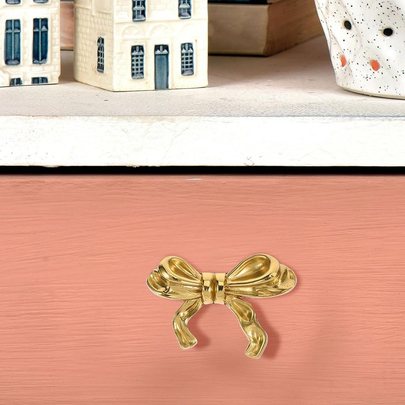 Gatuida 2pcs Bow Tie Gold Bow Drawer Knobs Bow Cabinet