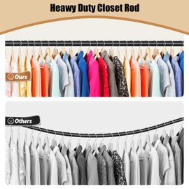 Closet Rod, 16 to 87 Inch Closet Rods Heavy Duty Closet Rod Adjustable Closet Rod Closet Rods for Hanging Clothes and Heavy Duty Closet Rod Bracket Closet Rod Support (Black)