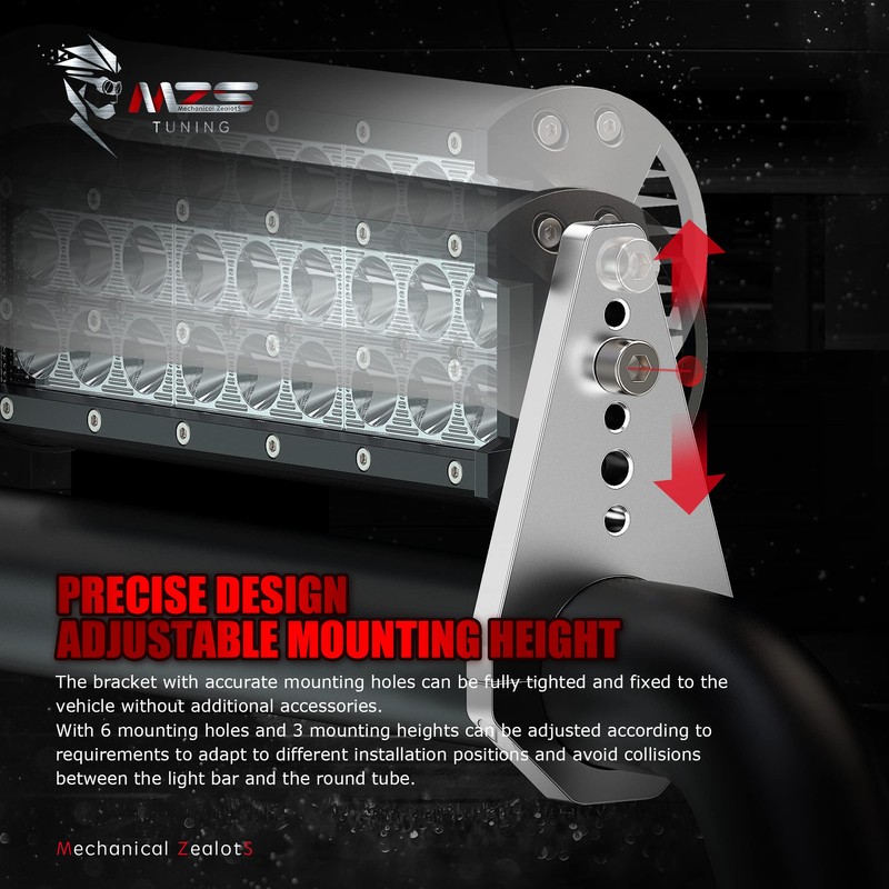MZS 1.75" Tube Clamp Mounting Bracket, LED Light Bar Mounts