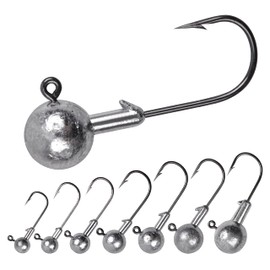 Round Ball Fishing Jig Heads, 20pcs Unpainted Jig Heads Ball Head Jig Fishing Hooks for Saltwater Freshwater Bass Trout Crappie Swimbait Fishing Jigs