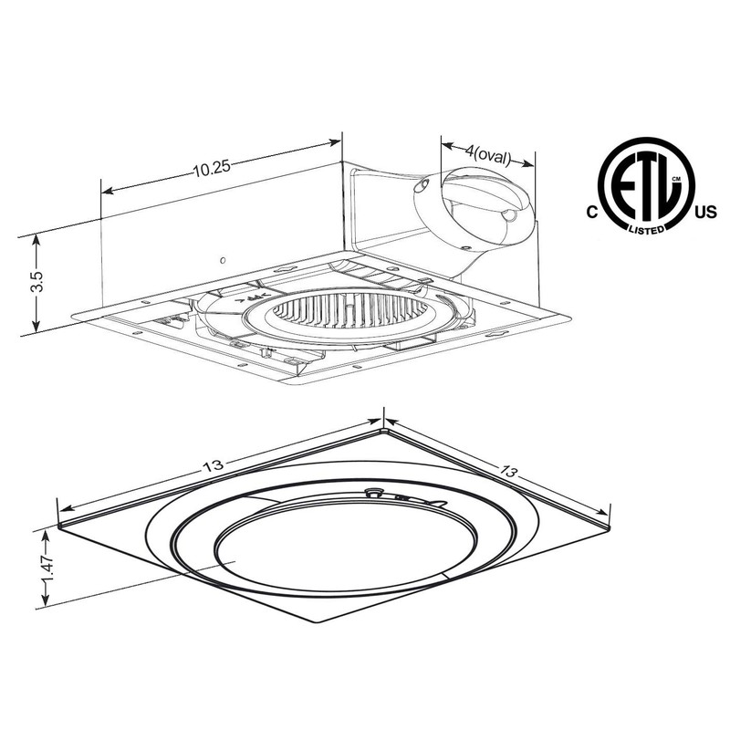Aero Pure ABFS0511 D6 Adjustable Speed 50-80-110 CFM Bathroom Ventilation