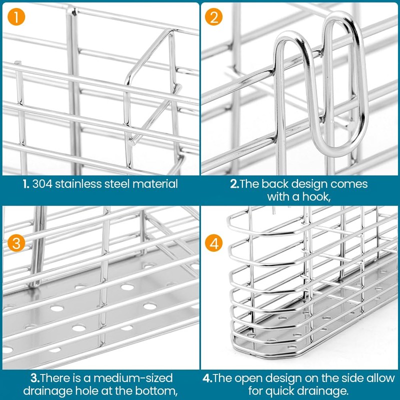 Ranjaner 304 Stainless Steel Utensil Holder, Dish Drying Rack with