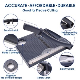 Paper Trimmer, 12" Cutting Length Heavy Duty Paper Cutter with Safety Protection and Blade Lock, Paper Cutter 12 Sheets, Cardstock/Laminate (Pink) (13079GREY)