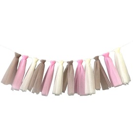 regalo Tulle Tassel Garland, Fringe, Party, Birthday, Celebration, 100th Day, Half Birthday (Pink)