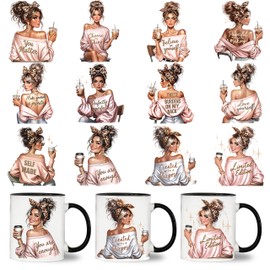 UV DTF Cup Wrap - 12 Sheets Lady Cup Wrap Decals - Removable - DIY UV DTF Tumbler Wraps for Mug Cups, Trendy Aesthetic Designs for Teens Adults