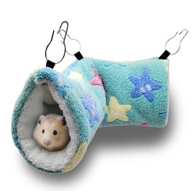 QeeHeng Guinea Pig Ferret Rat Hammock - Guinea Pig Hanging Tunnel Bed Pet Hammock for Small Animals Hamster Chinchilla Glider Ferret Hide Sleeping Cage Accessories Green