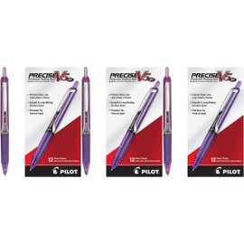 PILOT Precise V5 RT Refillable & Retractable Liquid Ink Rolling Ball Pens, Extra Fine Point (0.5mm) Purple Ink, 12-Pack (26066)-3 Pack