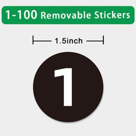 STARLIBOO Black Consecutive Number Stickers 1-100, 1.5 inch Vinyl Self Adhesive Removable Numbered Label, Ideal for Inventory, Storage, Organizing, Boxes, Lockers, Indoor/Outdoor
