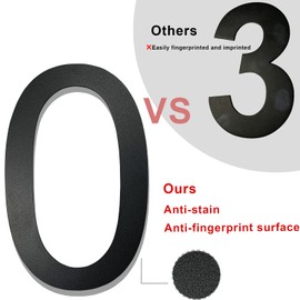 Meision House Number Anthracite Stainless Steel House Number RAL 7016 Fine Structure Powder Coated Solid Arial Font with Screws Height 20 cm - Number 7