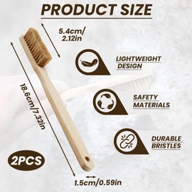 2 Pieces Climbing Brush, Climbing Brush for Chalk and Magnesia, Boulder Brush, Sustainable Bamboo Brush with Handles and Boar Bristles for Chalk Bags, Accessories for Climbing and Bouldering for