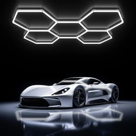 Gneng Hexagon Garage Lights, Ultra Bright LED 6500K 156W 17280LM; Hex Light for Garage Lights Ceiling Led, Barber, Workshop, Basement,Gym (5 Grids Hexagon Light)
