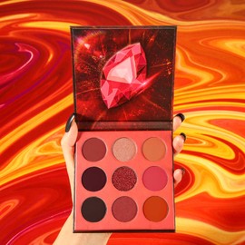 Docolor Eyeshadow Palette Red Gemstone Make Up Palette Vegan Formula 9 Colours Highly Pigmented Matte Shimmering Nude Smoky Glitter Cream Durable Waterproof