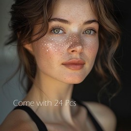 Pecas con purpurina, 24 tatuajes faciales con purpurina, pecas brillantes para mujer, tatuajes temporales dorados impermeables, parches de maquillaje brillantes para el festival de Mardi Gras