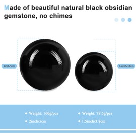 Learay 2PCS Black Obsidian Baoding Balls, Chinese Health Exercise Massage Balls with Carry Pouch for Stress Relief Hand Exercise Balls (Black, 2 inch)