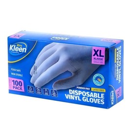100x Disposable Gloves Vinyl Clear Powder Free Examination Food Handling - XL
