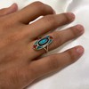 Southwestern Style Turquoise & Coral Gemstone 925 Sterling Silver Ring