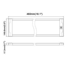 Raycharm RV Marine Boat Under-Cabinet Interior LED Light Fixture 18.1" x 5.9" Surface Mount, 3000K Warm-White Diffused Beam, High Light-Output Low Ampere Draw, 12V/24V DC, On/Off Touch Switch, 1-Pack