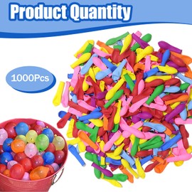 Water Balloons for Kids, 1000Pcs Easy Fill Water Bombs Mini Latex Balloons Colorful Splash Water Balls for Summer Swimming Beach Pool Toy Water Fight Games