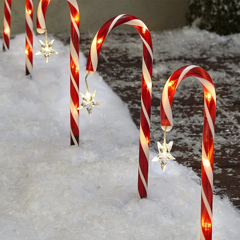 Outdoor Solar Garden Lamp Waterproof Solar Christmas Cane Stake Light