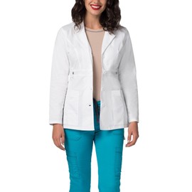 Adar Uniforms, Universal Stretch Lab Coat for Women - 28" Tab-Waist Lab Coat - 3300 - White - S