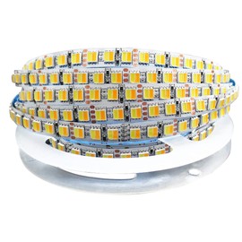 Tesfish 12 V 2-in-1 LED Strip CCT Cool White + Warm White, Colour Temperature Adjustable (2800 K to 6500 K) 5 m LED Strip Light IP20 Total 600 LEDs LED Strip LED Light Strip