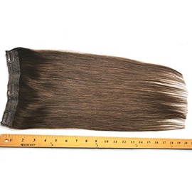 TRESSMATCH One (1) Piece Volumizer Weft Remy Human Hair Clip in Extensions Chocolate Brown 18”-20" Long 7"Wide