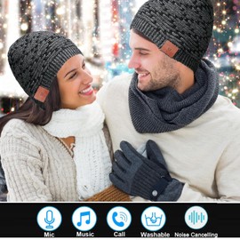 FashionLive Music Beanie Women Beanie Hat Wireless Headset Headphones Music Audio Womens Girls Winter Cap with Mic HandsFree Outdoor Sports Stereo Earphone
