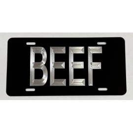 Diamond Etched Products 🔥REFLECTIVE🔥 Diamond Etched Engraved BEEF Car Tag Front Vanity License Plate