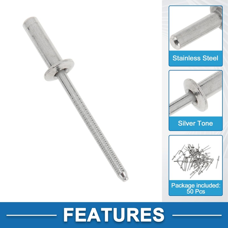 A ABSOPRO Dome Head Closed Sealing Rivets 4mm Grip Diameter