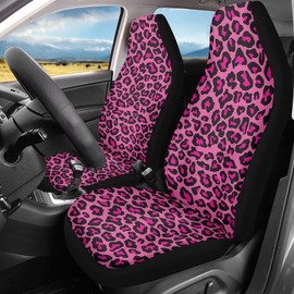 Xoenoiee Rosa Leopard Muster Auto Sitzbezüge 2 teile/satz Hohe Rückenlehne Stretchy Eimer Sitzbezug Auto Protector Vordersitze Abdeckung