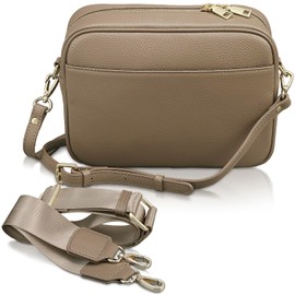Encore Shoulder Bag, Genuine Leather, Women's, Square, Smartphone Shoulder, Cross-body, Genuine Leather, Smartphone Pouch, Square Shoulder Bag, Small, Compact, Lightweight, Mini (Taupe)