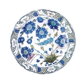 Isnik Flowers Painted Enamel Plate