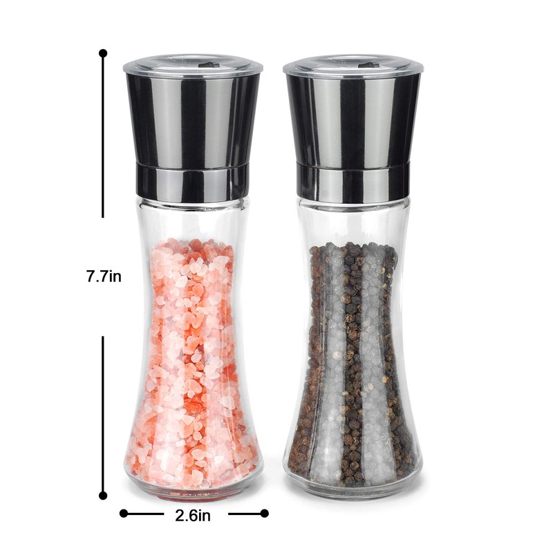VEVOK CHEF Salt and Pepper Grinder Set Stainless Steel Black
