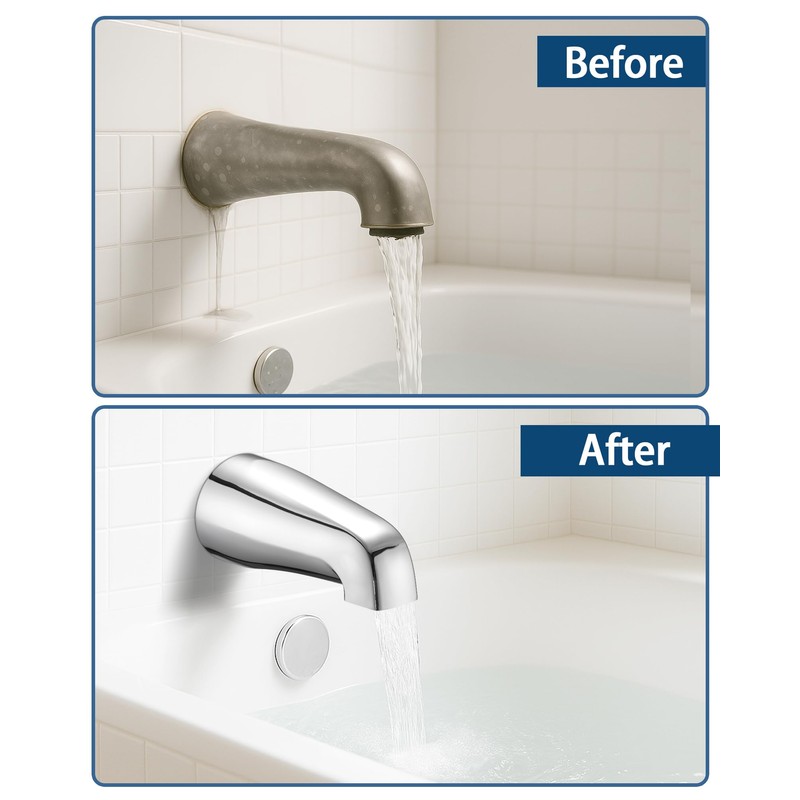 Bathtub Spout Without Diverter, 5.3", All Metal 304 Stainless Steel,