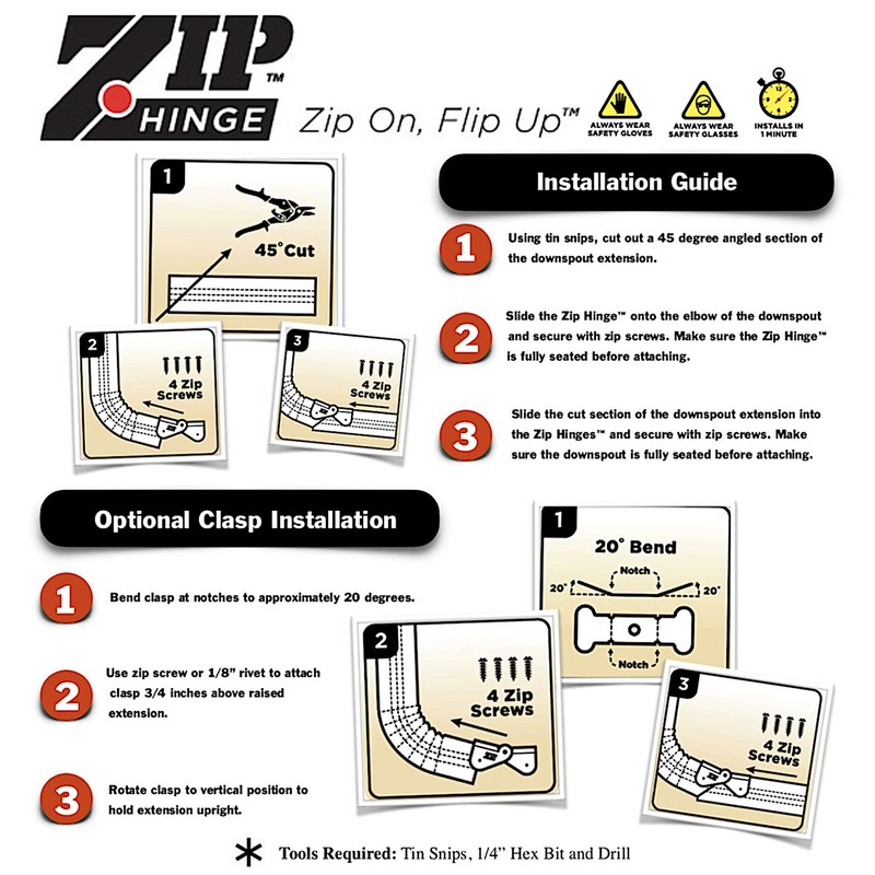 Zip Hinge - 3 Pack | 2-6 Pack Set Downspout