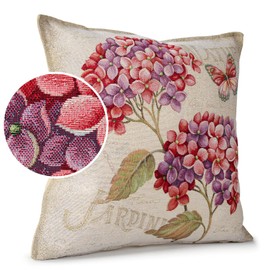 ANRO Cushion Cover Decorative Cushion Sofa Cushion Cover Tapestry Hydrangea Motif 45 x 45 cm without Filling