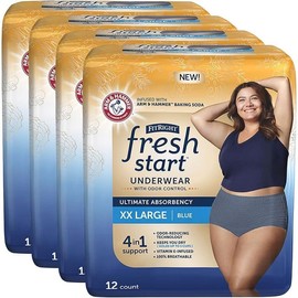 Incontinence and Postpartum Underwear for Women, XXL, Blue (12 Count) Absorbency, Disposable Underwear with OdorControl Power ARM  Hammer - Size: XXLarge (48 Count)