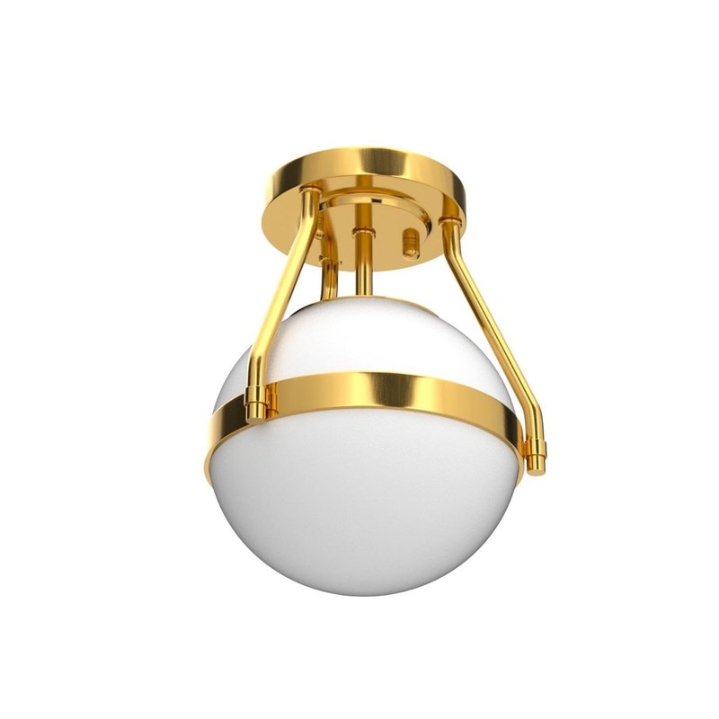 Lakumu Globe Semi Flush Mount Ceiling Light, Mid Century Ceiling