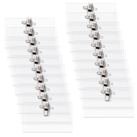 Pack of 50 Name Badges with Clip, Transparent Name Badge with Holder Clip and Pin Name Badges for Clothes, ID Card Holders for Schools, Companies, Factories, 90 x 56 mm
