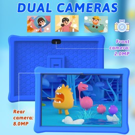 Kids Tablet 10 inch Tablet Android 12 Tablet for Kids 4GB RAM 64GB ROM Tablets 10 inch IPS Touch Screen 1280x800, Iwawa & Parent Control kid Tablet WiFi Dual Camera, 6000mAh Battery Shockproof Case
