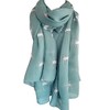 GlamLondon Women's Cat Printed Kitty Sketch Scarf (Light Green)