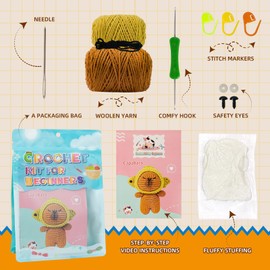 Y-times Crochet Kit for Beginners Adults,Starter Friendly Crochet Kit with Step-by-Step Video Tutorials,Cute Crochet Kits,DIY Knitting Supplies(Capybara)